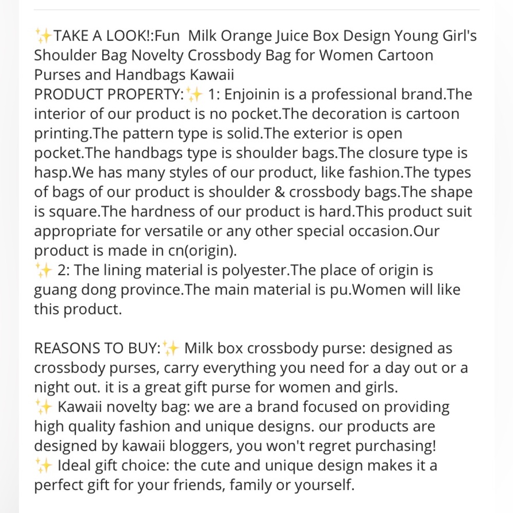 Orange Juice Box Crossbody Bag | Trendy Carton Style Purse | Fashion First Case - Picture 9 of 10